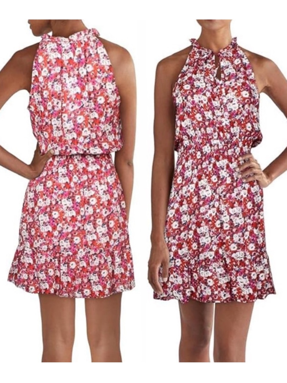 NWT Parker Silk Blend Aruba Garden Floral Halter Dress Elastic Waist Small